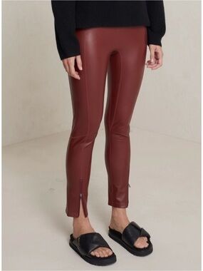 NWT A.L.C. Burgundy Faux Leather Emile High-Rise Skinny Leggings